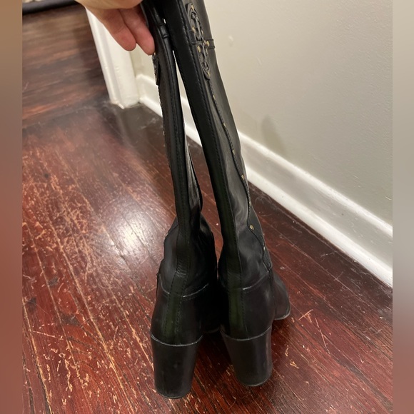 Tory Burch Leather Heeled Tall Boots with gold studs - Picture 7 of 12